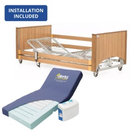 Alerta Lomond Low Oak Profiling Bed and Sensaflo Hybrid Pressure Mattress Bundle